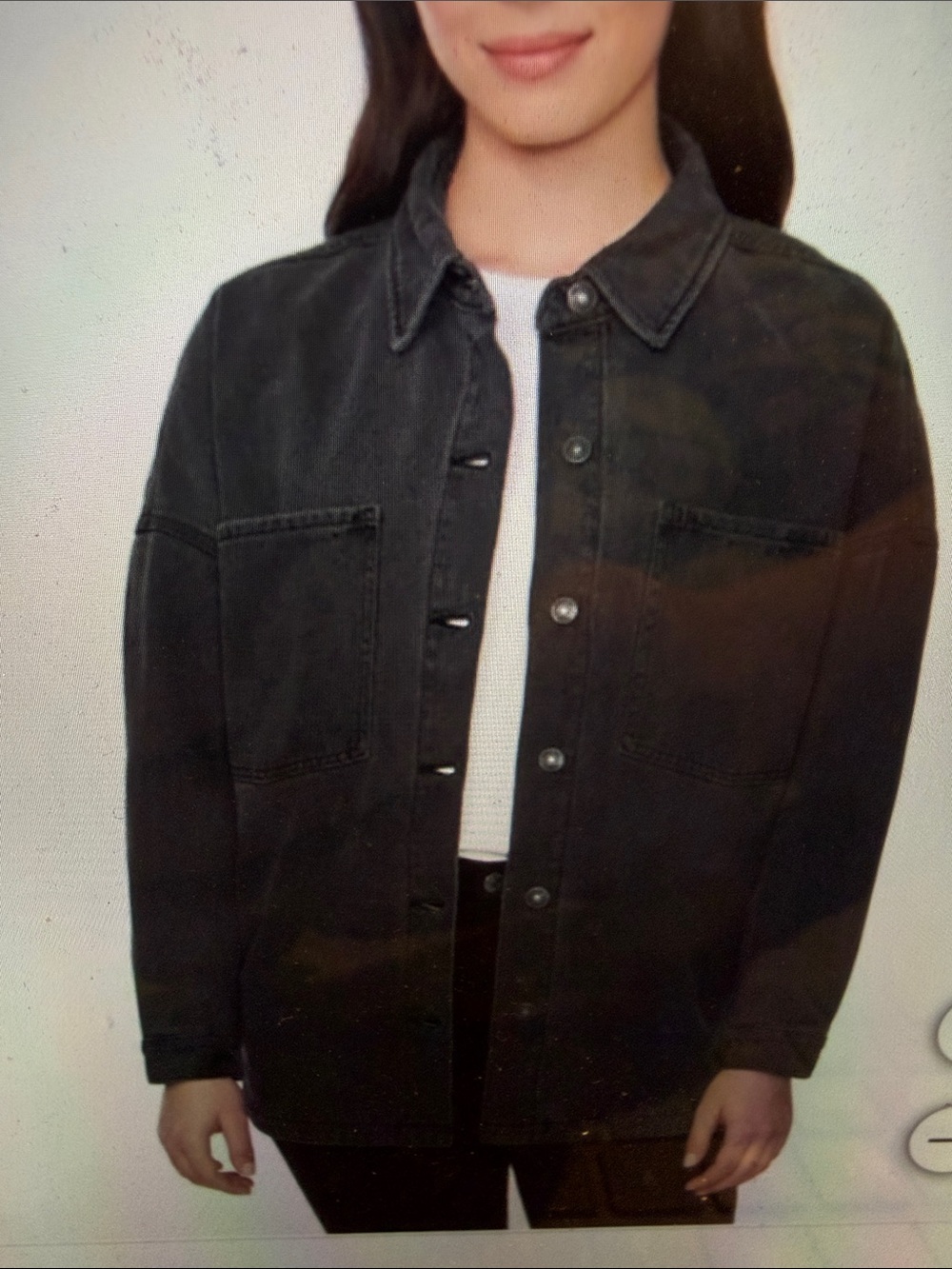 Hudson Jeans sz M oversize black jean jacket barn chore coat front patch pkts